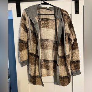 Womens button up jacket with hood